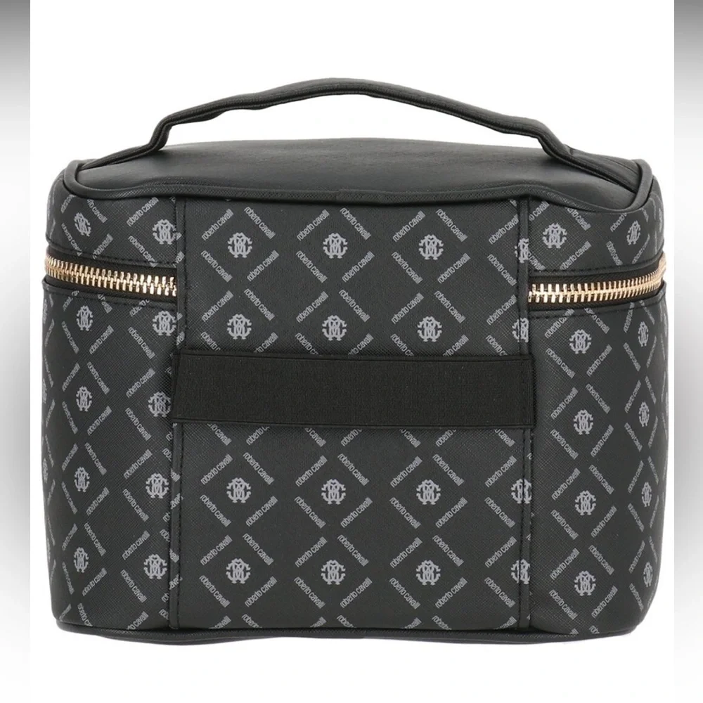 NEW Roberto Cavalli Monogram Cosmetic Toiletry Bag Train Case